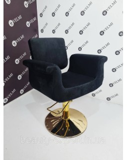 Крісло перукарське на ГІДРАВЛІЦІ Diva Gold VELMI крісла для перукарів на золотому диску-foto2
