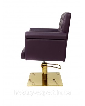 Крісло перукарське на ГІДРАВЛІЦІ MENSON Dark Orchid на квадратній базі Gold VM873 GK-foto3