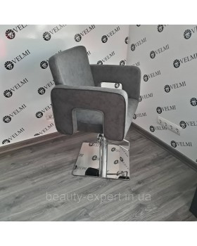 Парикмахерское кресло ГИДРАВЛИКА + ДИСК для клиентов парикмахера Silver VM871 квадрат плоский-foto3