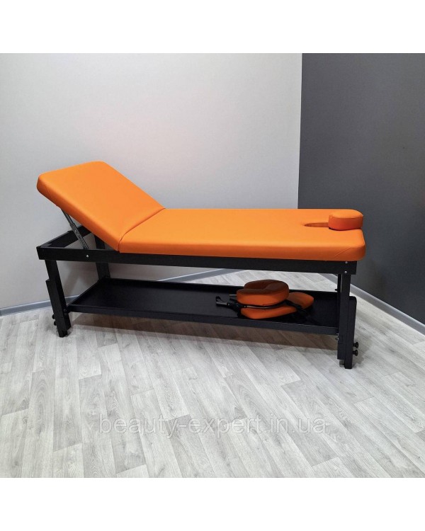 Стаціонарний масажний стіл косметологічна кушетка КР-10+BLACK+Orange _ST Стаціонарний масажний стіл косметологічна кушетка КР-10+BLACK+Orange _ST