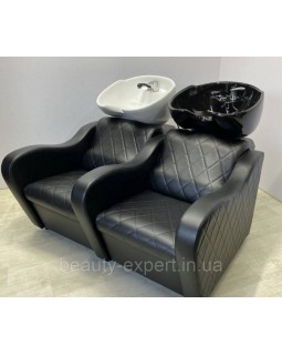 Стильна подвійна мийка для перукарень Кетрін Стронг White & Black крісло-мийки в салон краси-foto2