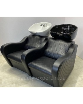 Стильная двойная мойка для парикмахерских Кетрин Стронг White & Black кресло-​​​​​​ мойки  в салон красоты-foto2