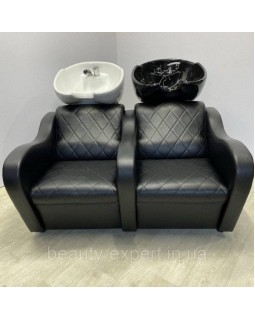 Стильна подвійна мийка для перукарень Кетрін Стронг White & Black крісло-мийки в салон краси-foto3