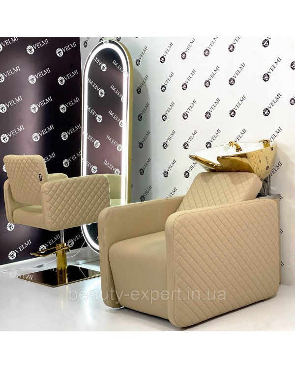 Мойка для парикмахерского зала салона красоты Polo Lux Gold VM2039 в обивке оттенка Sofitel 21