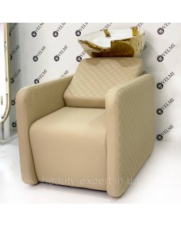 Мийка для перукарського залу салону краси Polo Lux Gold VM2039 в оббивці відтінку Sofitel 21 Мийка для перукарського залу салону краси Polo Lux Gold VM2039 в оббивці відтінку Sofitel 21