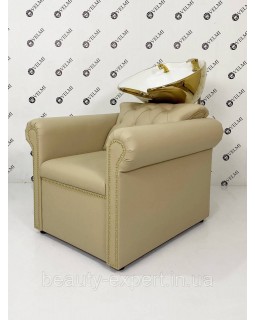 Мийка перукарська Lili Gold & White в салон краси крісло з мийкою та золотою керамікою для перукарень-foto2