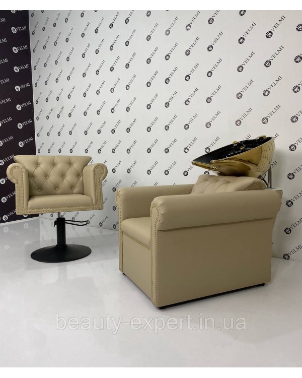 Мийка перукарська Lili Gold & Black в салон краси крісло з мийкою та золотою керамікою для перукарень