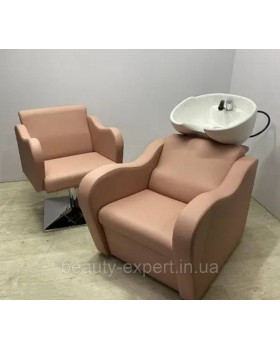 Перукарська мийка Кетрін Стронг (рожева оббивка) мийка в салон краси меблі для перукарень-foto2