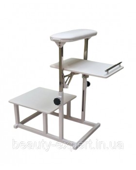 Педикюрная подставка Terto Hurd 2в1 White с регулировкой высоты и складной полочкой для вытяжки