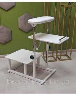 Педикюрная подставка Terto Hurd 2в1 White с регулировкой высоты и складной полочкой для вытяжки-foto2