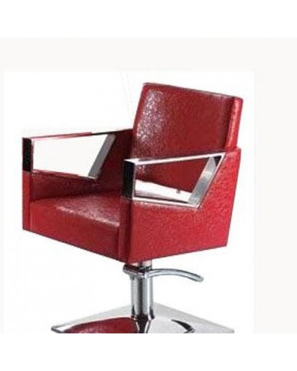 Перукарське крісло на квадраті А016 Червоний гладкий