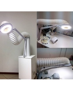 Мобильная вытяжка для педикюра и маникюра с LED лампой и фильтром для пыли Турбо вытяжка педикюрная с трубой-foto4
