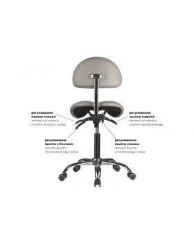 Стілець Сірий Сідло косметологічний зі спинкою з розсувним сидінням BS-4008-1 ортопедичний стілець-foto7