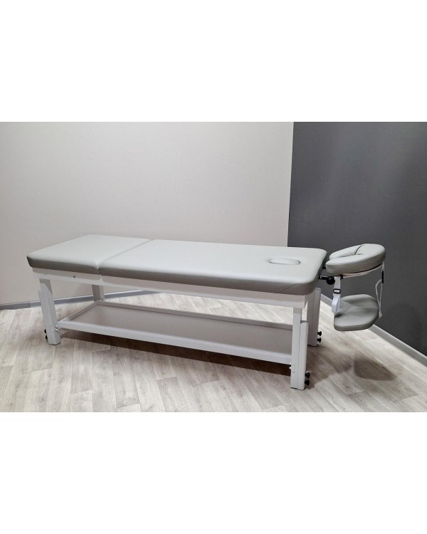 Дерев'яний масажний стіл кушетка для масажу KP-10 WHITE PLUS масажна SPA кушетка з підголовником