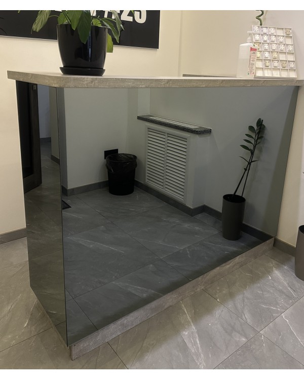 Стійка-Ресепшн для офісу LED підсвічуванням дзеркальна приймальна стійка адміністратора преміум рецепція РЕС-15_MR Стійка-Ресепшн для офісу LED підсвічуванням дзеркальна приймальна стійка адміністратора преміум рецепція РЕС-15_MR