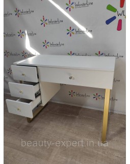Маникюрный стол на золотых ножках для салона красоты ELEGANT Маникюрный стол на золотых ножках для салона красоты ELEGANT