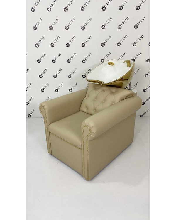 Мойка парикмахерская Lili Gold & White в салон красоты кресло с мойкой и золотой керамикой для парикмахерских Мойка парикмахерская Lili Gold & White в салон красоты кресло с мойкой и золотой керамикой для парикмахерских