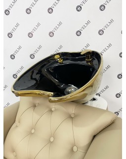 Мойка парикмахерская Lili Gold & Black в салон красоты кресло с мойкой и золотой керамикой для парикмахерских-foto3