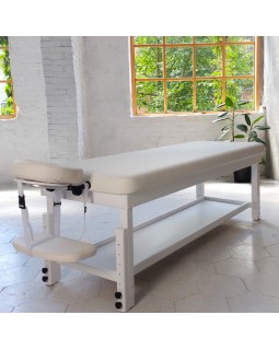 Кушетка масажна дерев'яна SPA масажний стіл 1 секційний з підголовником та полицею ST_KP-9 WHITE&SNOW Кушетка масажна дерев'яна SPA масажний стіл 1 секційний з підголовником та полицею ST_KP-9 WHITE&SNOW