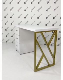 Маникюрный стол однотумбовый на 3 ящика White&Gold Vm 159 Маникюрный стол однотумбовый на 3 ящика White&Gold Vm 159