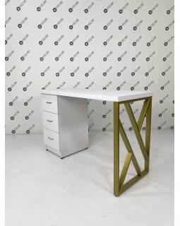 Маникюрный стол однотумбовый на 3 ящика White&Gold Vm 159-foto3
