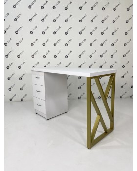 Манікюрний стіл однотумбовий на 3 ящики White&Gold Vm 159-foto3