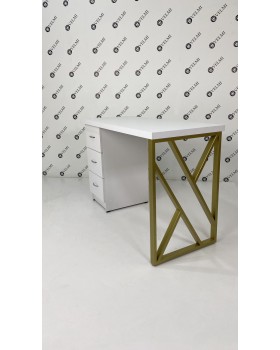 Манікюрний стіл однотумбовий на 3 ящики White&Gold Vm 159-foto4