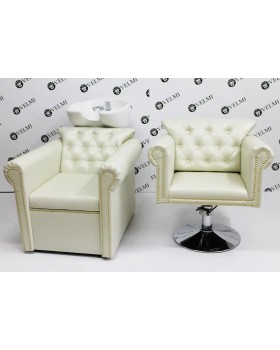 Комплект парикмахерской мебели 2в1 Lili Circle White красивая мебель в салон красоты Комплект парикмахерской мебели 2в1 Lili Circle White красивая мебель в салон красоты