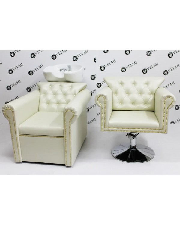 Комплект парикмахерской мебели 2в1 Lili Circle White красивая мебель в салон красоты Комплект парикмахерской мебели 2в1 Lili Circle White красивая мебель в салон красоты
