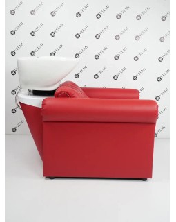 Современный комплект парикмахерской мебели Lili RED мебель в салон красоты (мойка и кресло на дисковой базе)-foto7