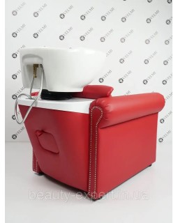 Современный комплект парикмахерской  мебели Lili RED мебель в салон красоты (мойка и кресло на дисковой базе)-foto8