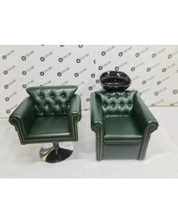 Комплект парикмахерской мебели 2в1 Lili Green мебель для салона красоты (кресло-мойка и кресло на гидравлике) Комплект парикмахерской мебели 2в1 Lili Green мебель для салона красоты (кресло-мойка и кресло на гидравлике)