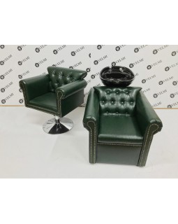 Комплект парикмахерской мебели 2в1 Lili Green мебель для салона красоты (кресло-мойка и кресло на гидравлике)-foto3
