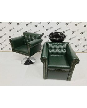 Комплект перукарських меблів 2в1 Lili Green меблі для салону краси (крісло-мийка та крісло на гідравліці)-foto3