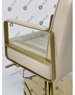 Парикмахерский комплект мебели Lux Bronx Gold кресло золотой базе и кресло-мойка с золотой керамикой White-foto7