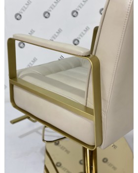 Перукарський комплект меблів Lux Bronx Gold крісло з золотою базою та крісло-мийка із золотою керамікою White-foto7