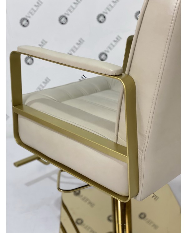 Перукарський комплект меблів Lux Bronx Gold крісло з золотою базою та крісло-мийка із золотою керамікою White Перукарський комплект меблів Lux Bronx Gold крісло з золотою базою та крісло-мийка із золотою керамікою White