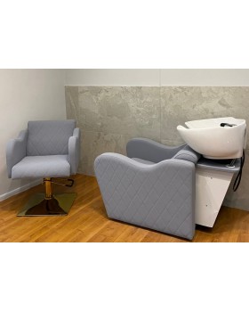 Перукарський комплект меблів 2в1 Ketrin Strong Grey крісло-мийка та перукарське крісло на квадратній базі GOLD-foto3
