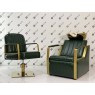 Перукарський комплект меблів 2в1 Lux Bronx Gold меблі для салонів краси Green