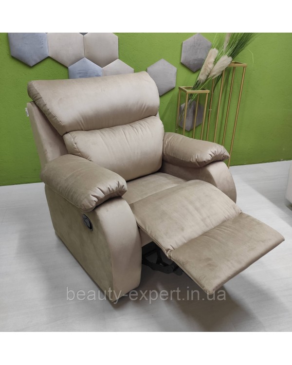 Раскладное кресло реклайнер COMFORT велюр для педикюра с механической регулировкой Раскладное кресло реклайнер COMFORT велюр для педикюра с механической регулировкой