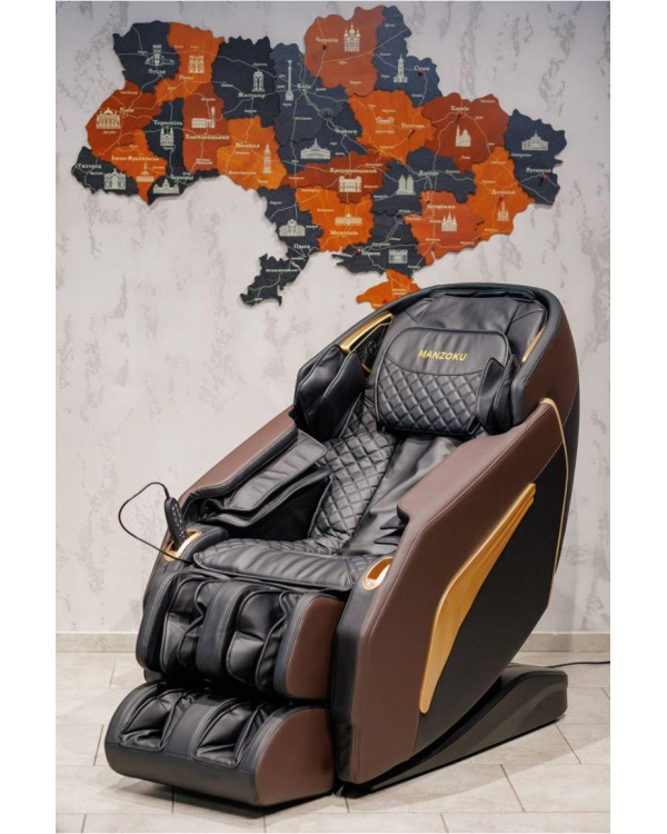 Масажне крісло Manzoku Aqua Brown розкладне крісло з масажем з функцією Zero-Gravity Масажне крісло Manzoku Aqua Brown розкладне крісло з масажем з функцією Zero-Gravity