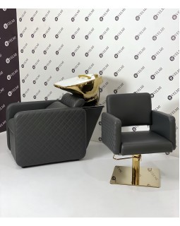 Комплект мебели для парикмахерских Polo Premium Gold 2в1: кресло-мойка + кресло парикмахера Комплект мебели для парикмахерских Polo Premium Gold 2в1: кресло-мойка + кресло парикмахера