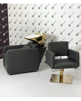 Комплект меблів для перукарень Polo Premium Gold 2в1: крісло-мийка + крісло перукаря Комплект меблів для перукарень Polo Premium Gold 2в1: крісло-мийка + крісло перукаря