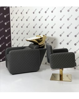 Комплект мебели для парикмахерских Polo Premium Gold 2в1: кресло-мойка + кресло парикмахера-foto3