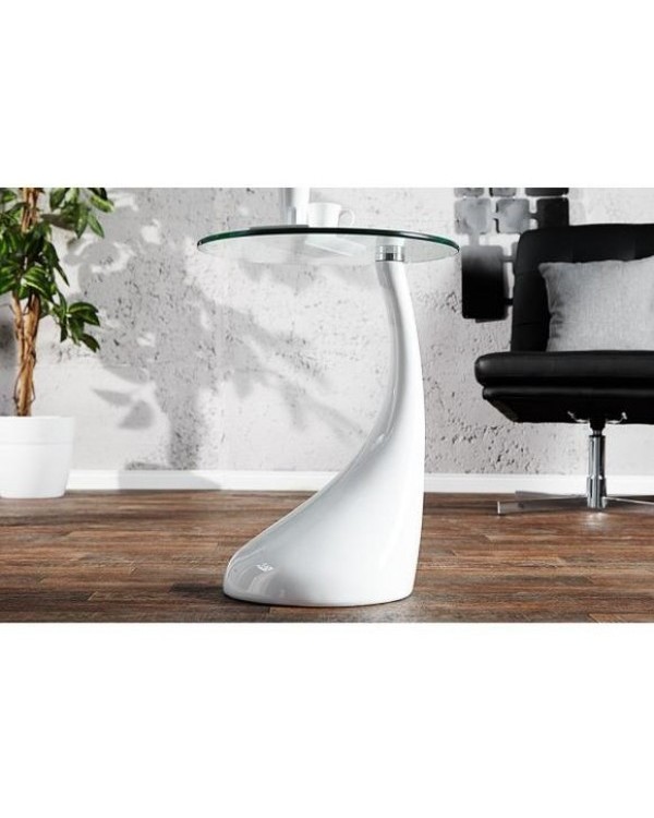 Журнальный столик с круглой стеклянной столешницей 50×50 см Pearl белая изогнутая ножка