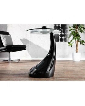 Столик журнальний Pearl black з чорною ніжкою та круглою скляною стільницею 50*50см-foto5