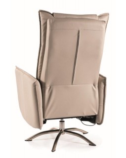 Кресло-реклайнер NOTOS с электроприводом USB и поворотной металлической основой экокожа бежевого цвета TAP.216-foto5