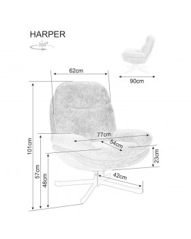 Мягкое поворотное кресло HARPER тк.238 кресло с качанием для гостиной спальни зоны отдыха или кабинета-foto6