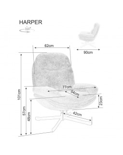 Крісло поворотне HARPER бежеве (тк.241) з гойданням для лаунж-зони кабінету або для дому-foto7