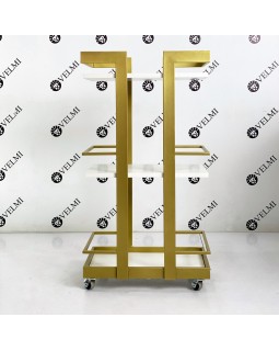 Візок для косметолога та майстра Smart практичний мобільний візок з металевим золотим каркасом VM940-foto4